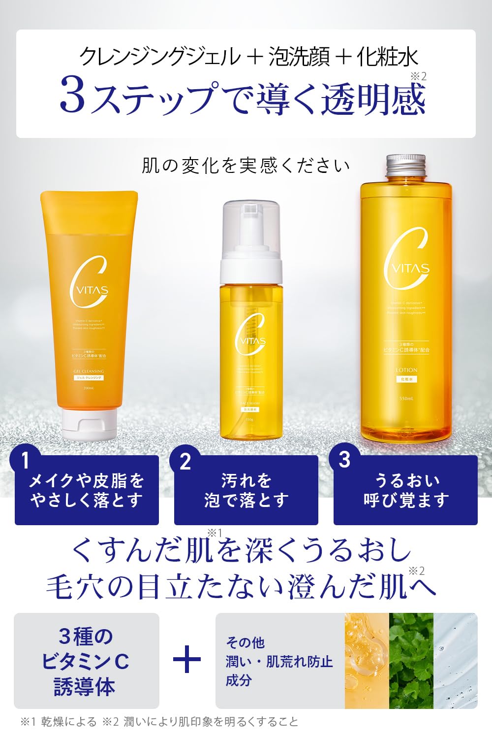Amazon | CVITAS 透明感 ビタミンC レチノール 化粧水 泡洗顔